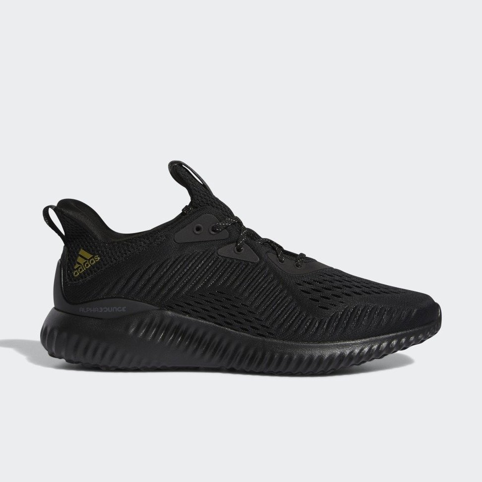 adidas Originals Alphabounce 1 Shoes Core Black Gold Metallic Grey Six GV8827 sneakshero