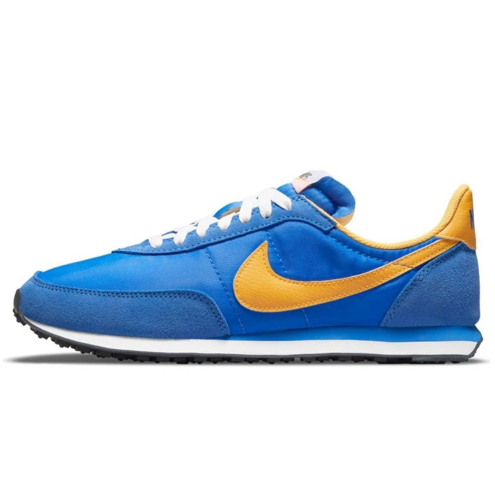 blue and yellow nike waffle