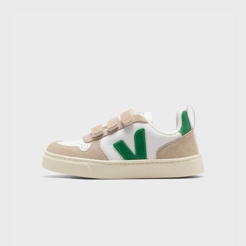 Veja Small V-10 Chromefree Leather Extra-white_emeraude (CV0503800C) [1]
