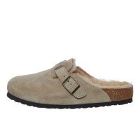 Birkenstock Boston Shearling Suede Leather/Fur "Taupe" (1028289)