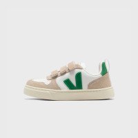 Veja Small V-10 Chromefree Leather Extra-white_emeraude (CV0503800C)